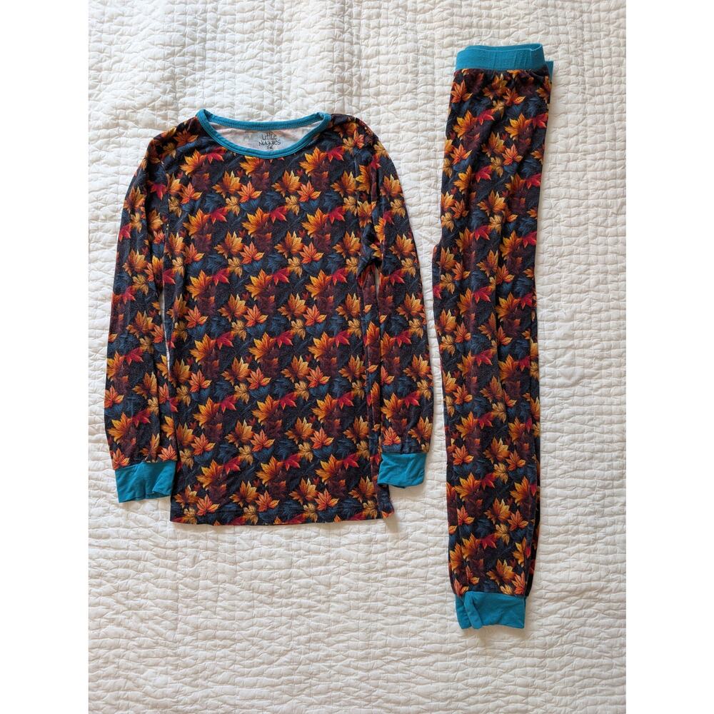 Leaves print bamboo pajamas 8x